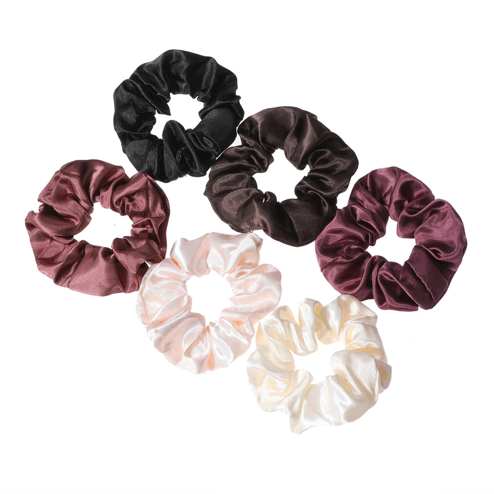6pcs/lot Hair Scrunchies Bands Scrunchy Ties Ropes Ponytail Holder for Women or Girls Accessories Satin Headwear Solid 100 Color