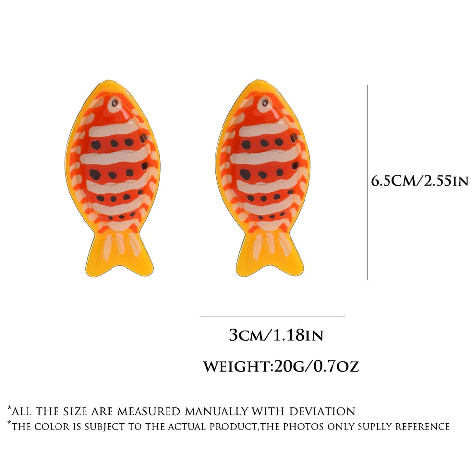 New Lovely Resin Earrings For Women Lovely Fish Acrylic Animal Drop Earring Girls Accessories