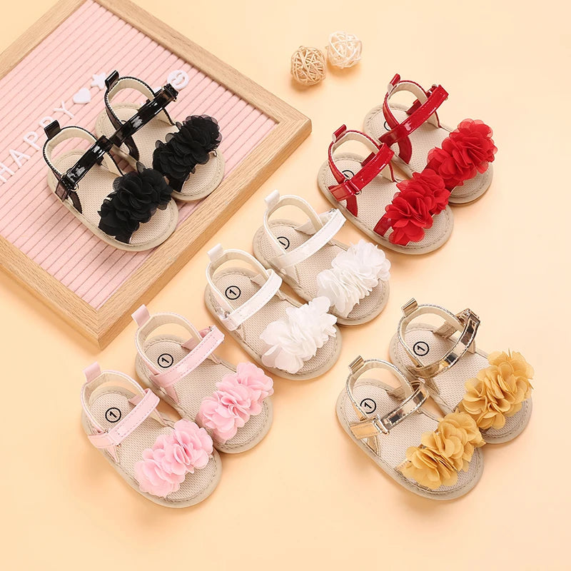 Baby Shoes Baby Shoes 0-18 Months Female Infant Fashion Flower Sandals Non slip Soft Sole Walking Shoes