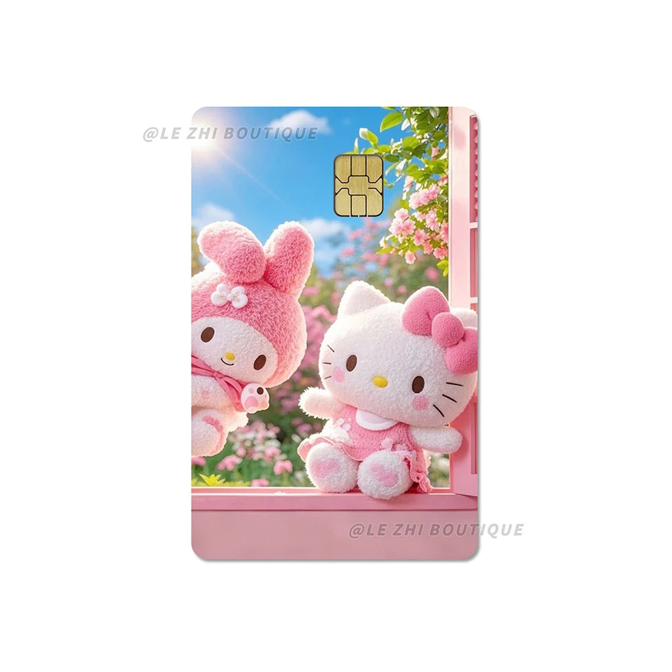 Anime Cartoon Sanrio Hello Kitty Credit Card Stickers Kawaii Waterproof Bank Card Bus Metro Sticker Decoration Girls Accessories
