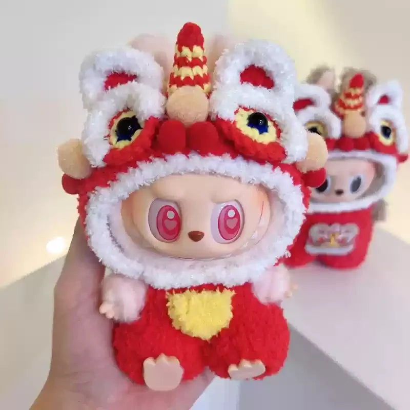 New Doll Clothes Pendant Set LABUBU sitting party clothes Bear Hat Love Sweater Set DIY Doll Accessories Fun Cute Baby Clothes