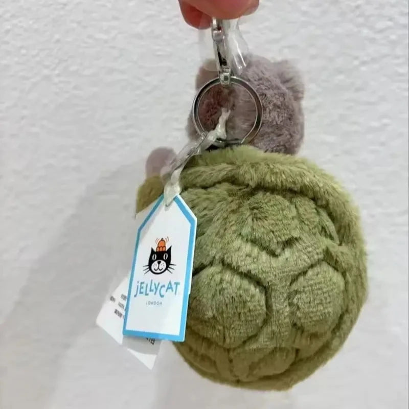 Original Jellycat Mr Timmy Turtle Pendant Keychain Cute Girl Bag Doll Plush Toy Key Ring Cute Turtle Plush Toy Baby Doll Gifts