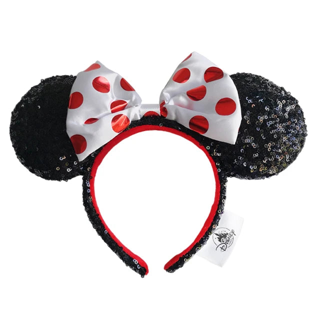 Minnie Mouse Ear Headband For Women Disneyland Headband Mickey Adult/Child Ears Leather Plush Sequin Cosplay Girls Accessories