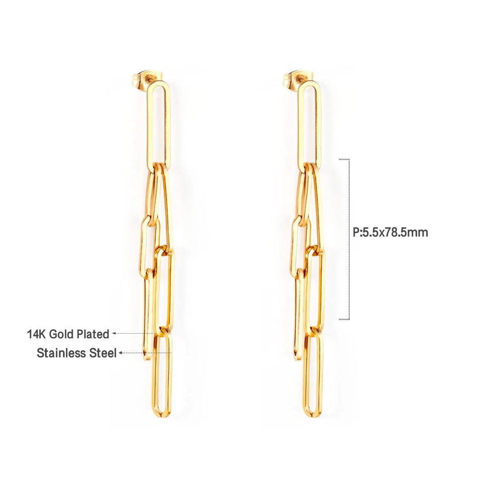 LUXUKISSKIDS Metal Stacked Geometric Dangle Stud Earrings Fashion Girls' Accessories Round Tassel Exaggerated Design Dailywear