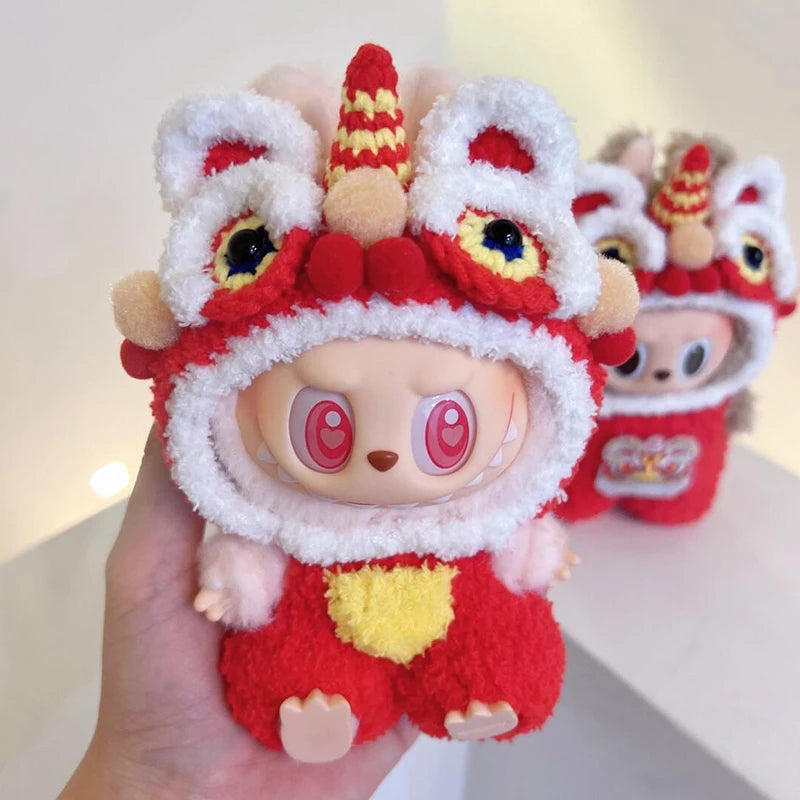 New Doll Clothes Pendant Set LABUBU sitting party clothes Bear Hat Love Sweater Set DIY Doll Accessories Fun Cute Baby Clothes
