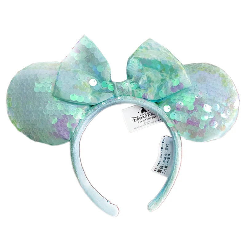 Minnie Mouse Ear Headband For Women Disneyland Headband Mickey Adult/Child Ears Leather Plush Sequin Cosplay Girls Accessories