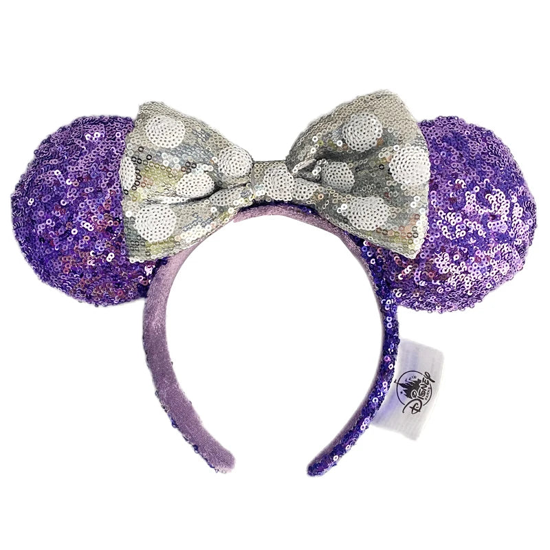 Minnie Mouse Ear Headband For Women Disneyland Headband Mickey Adult/Child Ears Leather Plush Sequin Cosplay Girls Accessories