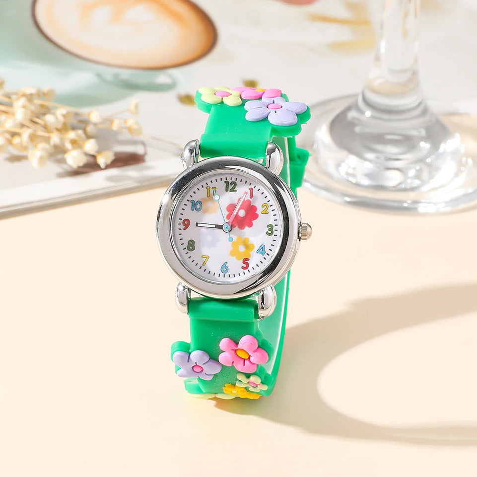 1pc/2pcs/3pcs-Cute creative flower style unicorn quartz watch for children, bracelet necklace set, girls' accessories