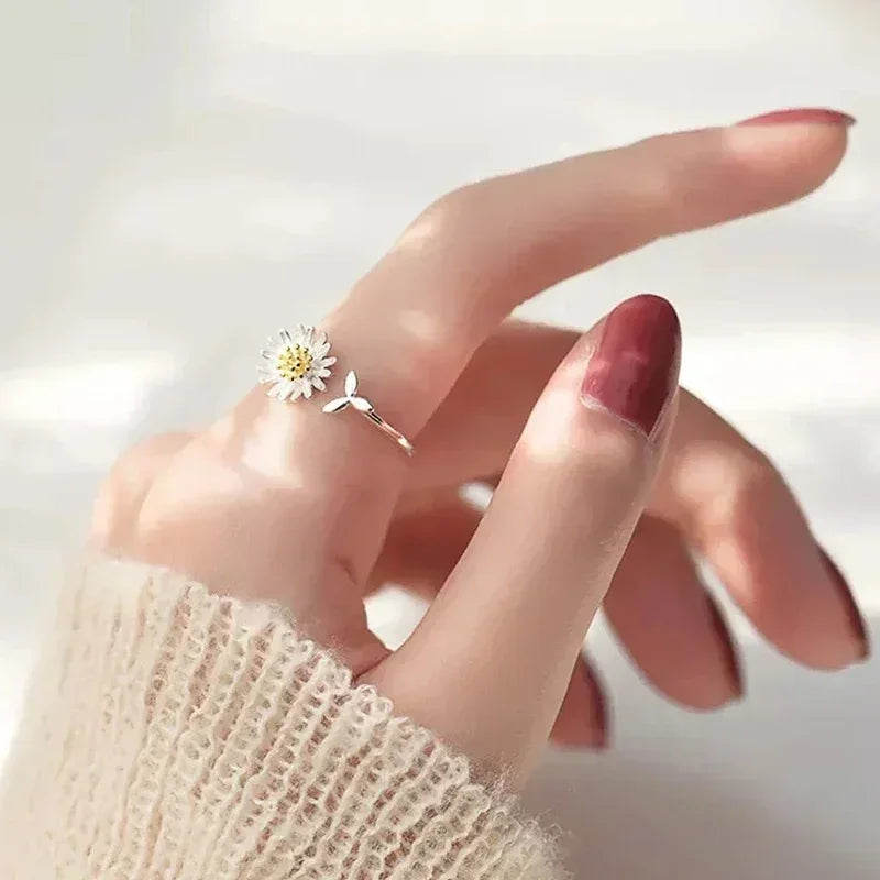 Кольцо Женское Chic Fresh Daisy Opening Ring Lady Delicate Flower Gift Everyday Jewelry For Teen Girls Accessories For Women
