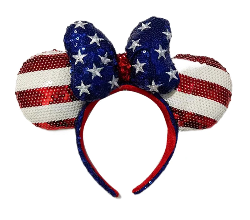 Minnie Mouse Ear Headband For Women Disneyland Headband Mickey Adult/Child Ears Leather Plush Sequin Cosplay Girls Accessories