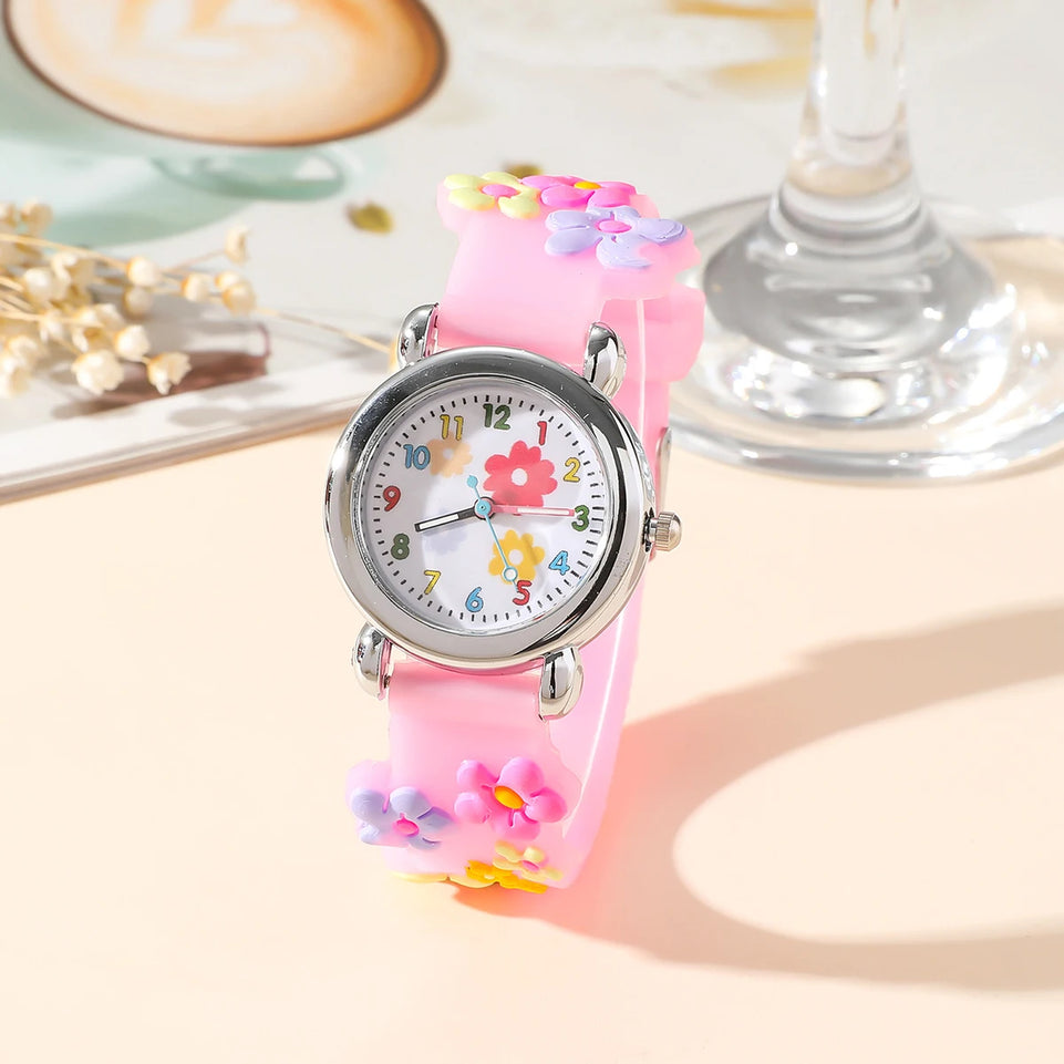 1pc/2pcs/3pcs-Cute creative flower style unicorn quartz watch for children, bracelet necklace set, girls' accessories
