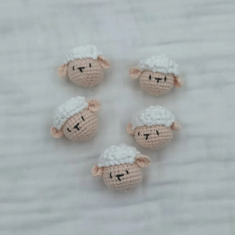 5pc Crochet Beads Animal Rabbit Chewable Beads DIY Wooden Teething Knitting Beads Jewelry Crib Sensory Toy Baby Teether