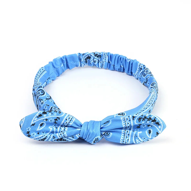 Paisley Bandana Hairbands Cute Rabbit Ear Turban Headwrap Hair Band Girls Accessories Fashion Top Knotted Bow Headband for Women