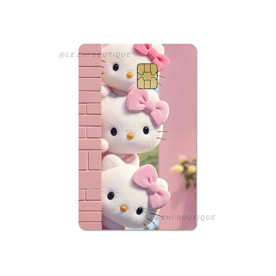 Anime Cartoon Sanrio Hello Kitty Credit Card Stickers Kawaii Waterproof Bank Card Bus Metro Sticker Decoration Girls Accessories