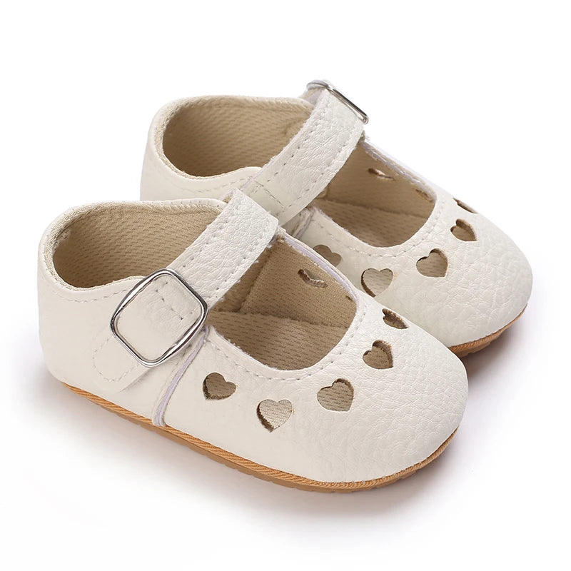 Baby Shoes Girls' Newborn White Series Forefoot Shoes PU Leather Flat Bottom Soft Sole Baby Shoes Bow Baby Princess Shoes