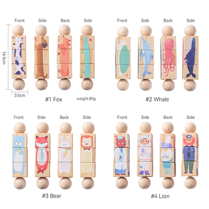 Baby Wooden Rotating Jigsaw Puzzle Hand bell Toy Montessori Educational Sensory Cognition Toys Wooden Music Rattle Toy Baby Gift