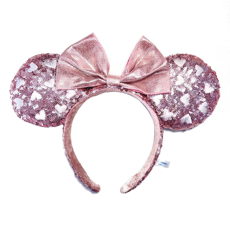 Minnie Mouse Ear Headband For Women Disneyland Headband Mickey Adult/Child Ears Leather Plush Sequin Cosplay Girls Accessories
