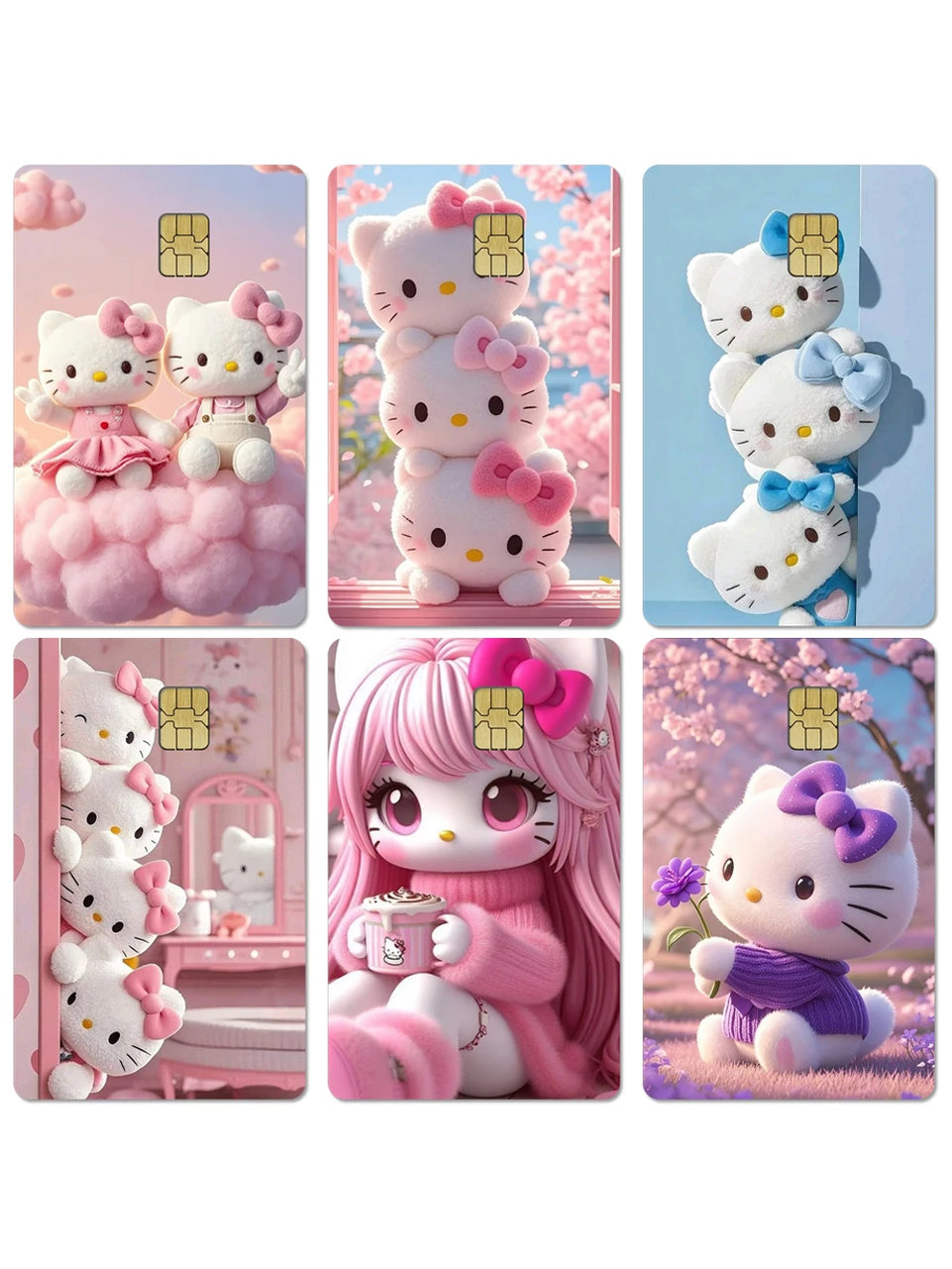 Anime Cartoon Sanrio Hello Kitty Credit Card Stickers Kawaii Waterproof Bank Card Bus Metro Sticker Decoration Girls Accessories