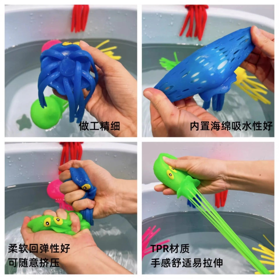 Summer Swimming Play Water Bathroom Toy Baby Bath Toys Sponge Water Absorbing Octopus Squeezing Stress Relief Toys for Children