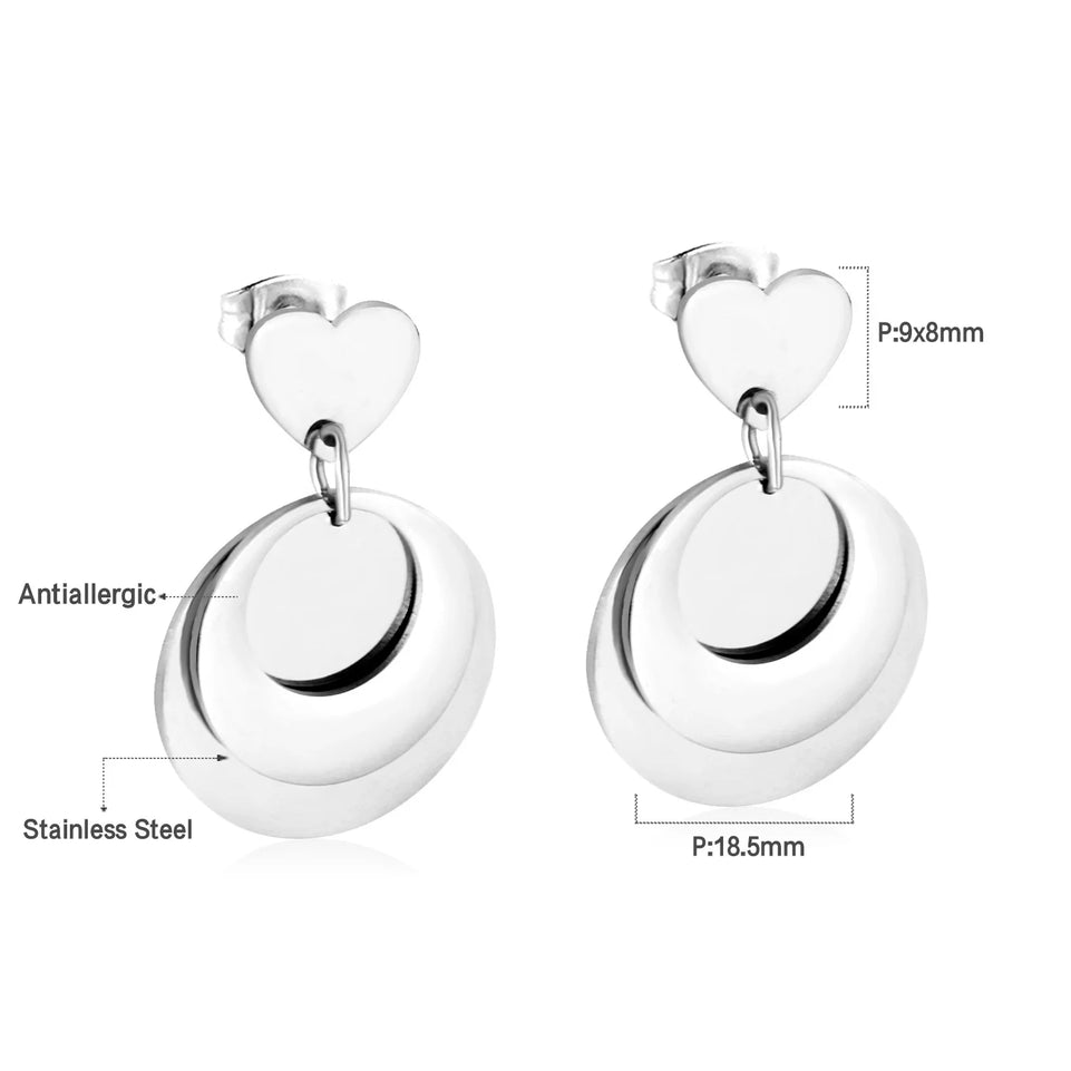 LUXUKISSKIDS Metal Stacked Geometric Dangle Stud Earrings Fashion Girls' Accessories Round Tassel Exaggerated Design Dailywear