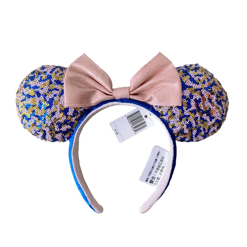 Minnie Mouse Ear Headband For Women Disneyland Headband Mickey Adult/Child Ears Leather Plush Sequin Cosplay Girls Accessories