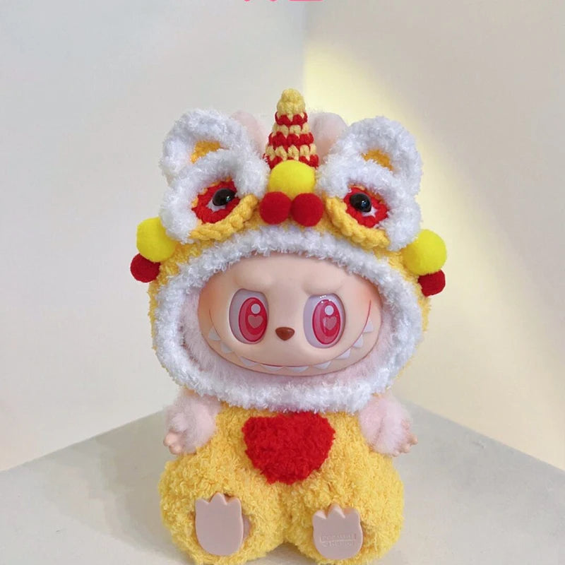 New Doll Clothes Pendant Set LABUBU sitting party clothes Bear Hat Love Sweater Set DIY Doll Accessories Fun Cute Baby Clothes