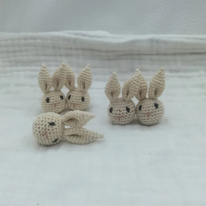 5pc Crochet Beads Animal Rabbit Chewable Beads DIY Wooden Teething Knitting Beads Jewelry Crib Sensory Toy Baby Teether