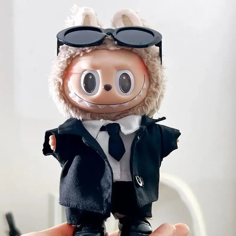 For 17 cm Ropa labubu v1/v2/v3 baby clothes outfit cool suit sunglasses suit doll doll wearing for labubu accessories