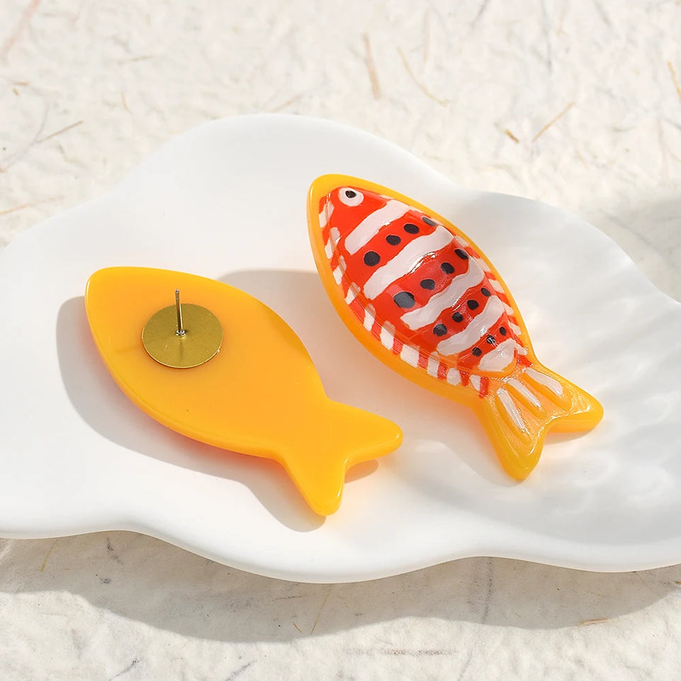 New Lovely Resin Earrings For Women Lovely Fish Acrylic Animal Drop Earring Girls Accessories