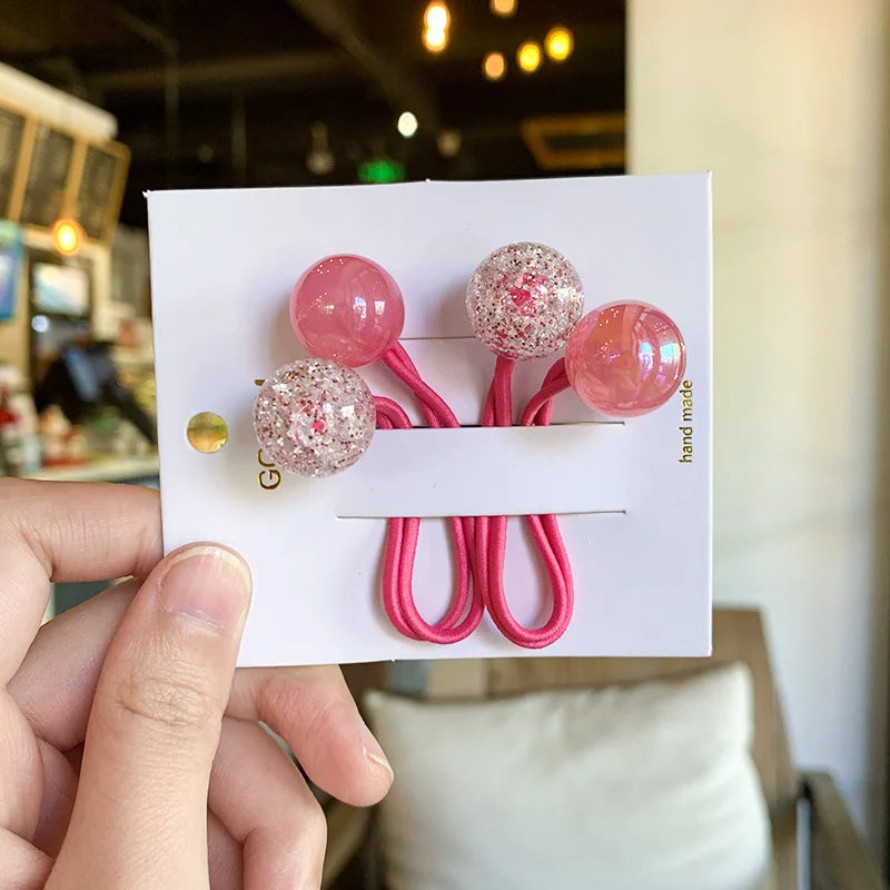 2PCS New Colourful Magic Beads Kids Elastic Hair Bands Princess Headwear Baby Headdress Children Hair Ropes Girls Accessories