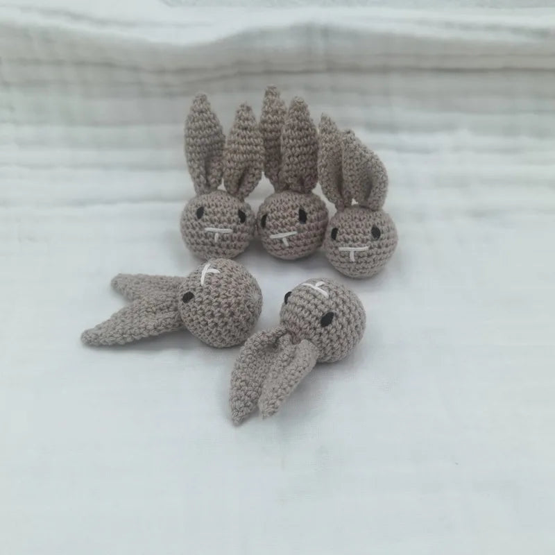 5pc Crochet Beads Animal Rabbit Chewable Beads DIY Wooden Teething Knitting Beads Jewelry Crib Sensory Toy Baby Teether