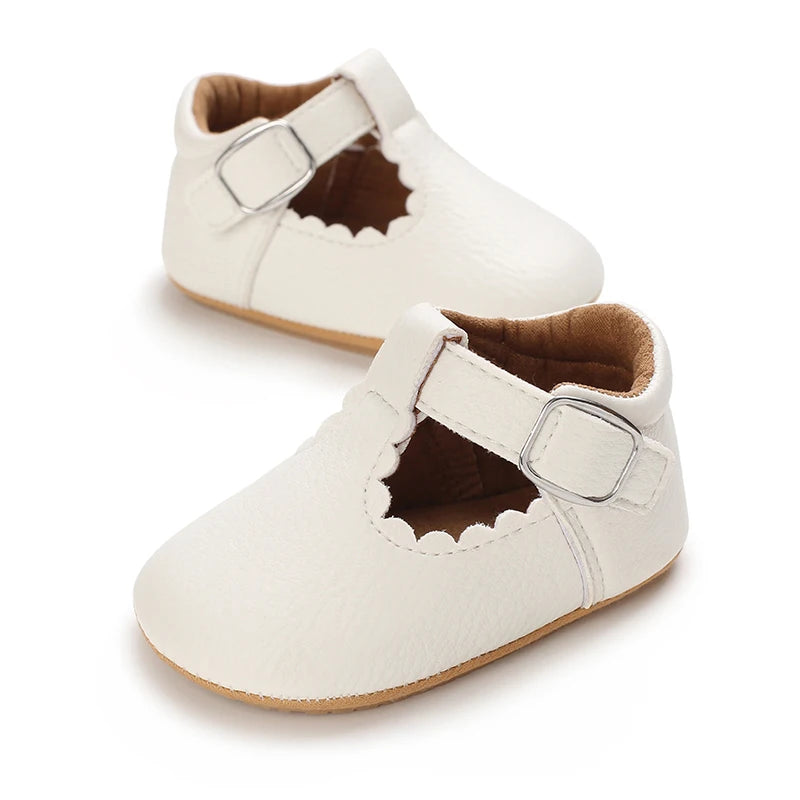 Baby Shoes Girls' Newborn White Series Forefoot Shoes PU Leather Flat Bottom Soft Sole Baby Shoes Bow Baby Princess Shoes