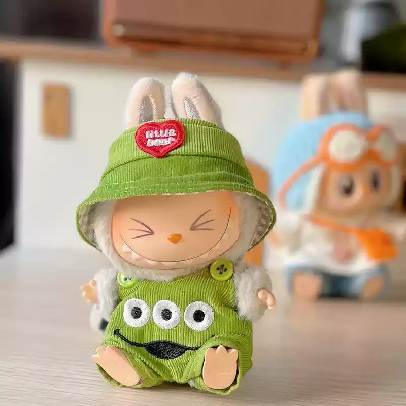 New Doll Clothes Pendant Set LABUBU sitting party clothes Bear Hat Love Sweater Set DIY Doll Accessories Fun Cute Baby Clothes
