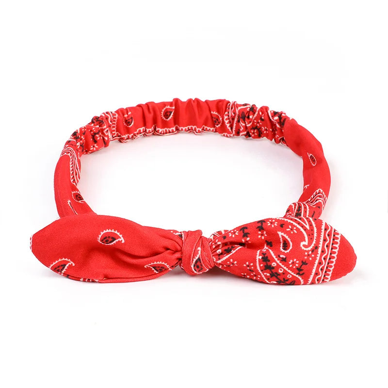 Paisley Bandana Hairbands Cute Rabbit Ear Turban Headwrap Hair Band Girls Accessories Fashion Top Knotted Bow Headband for Women