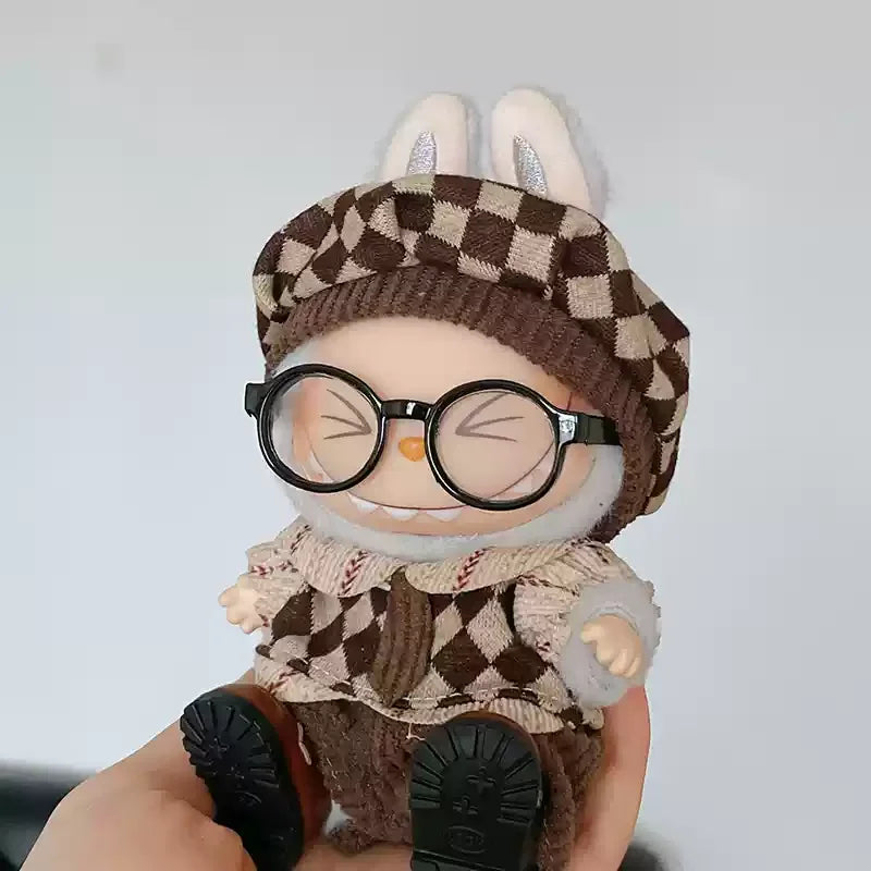 New Doll Clothes Pendant Set LABUBU sitting party clothes Bear Hat Love Sweater Set DIY Doll Accessories Fun Cute Baby Clothes