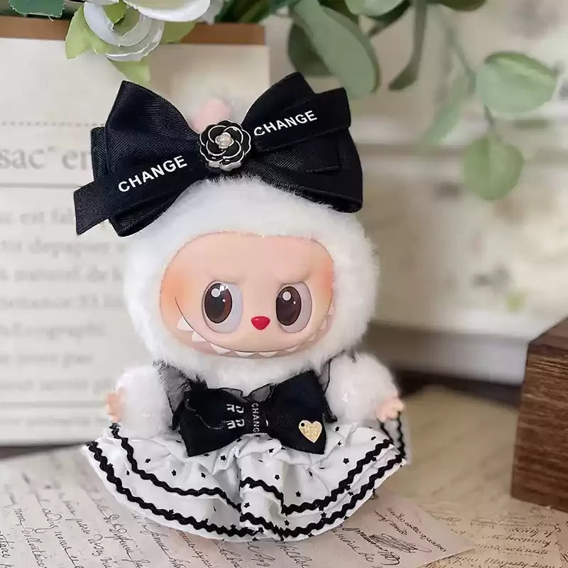 New Doll Clothes Pendant Set LABUBU sitting party clothes Bear Hat Love Sweater Set DIY Doll Accessories Fun Cute Baby Clothes