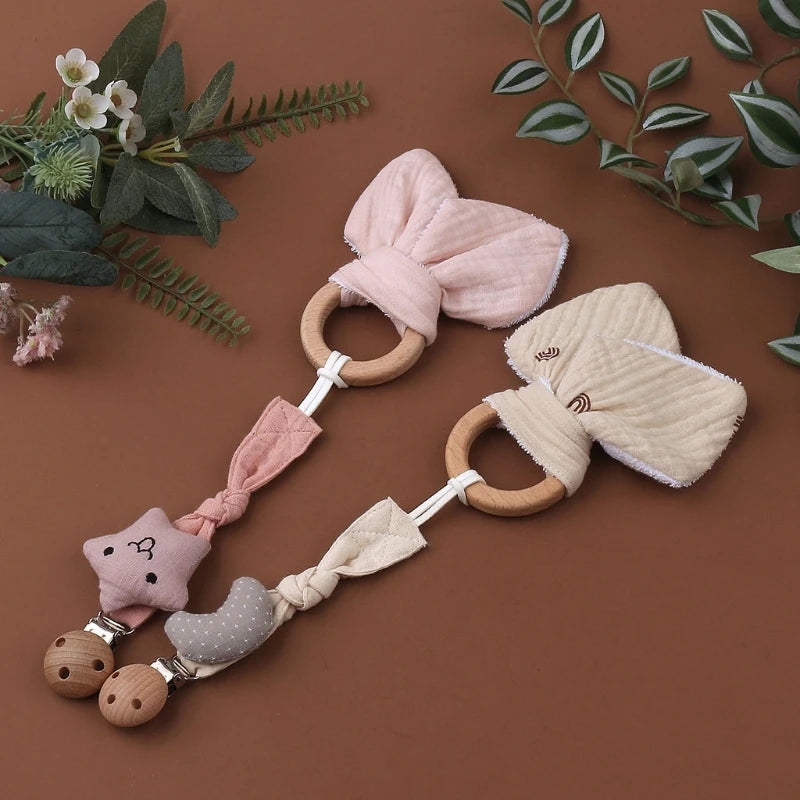 Soft Cotton Ears Teething Chewing Appease Toy Baby Natural Teether Ring Relief Teether
