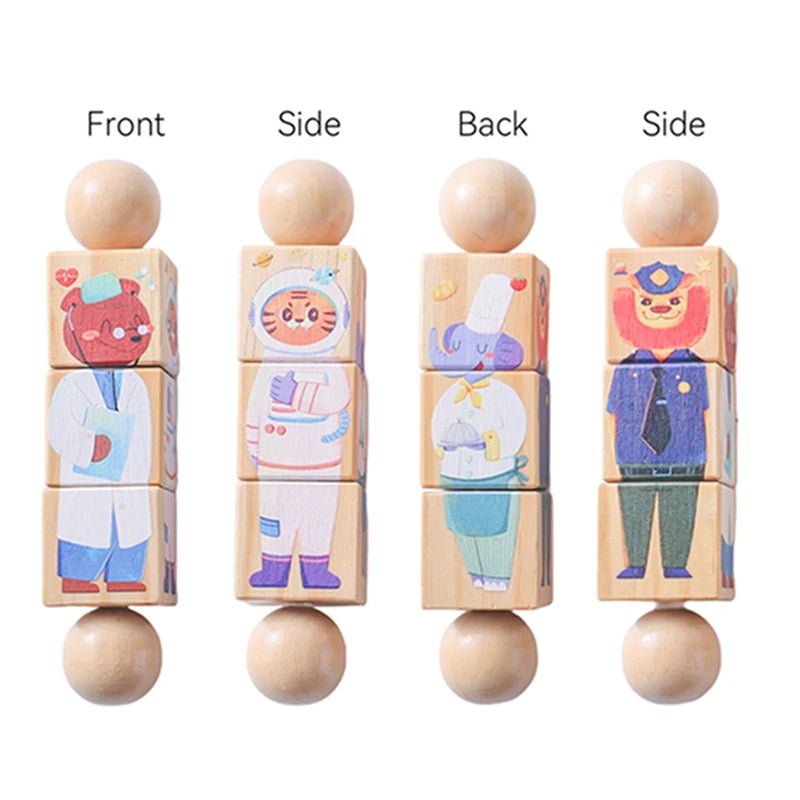 Baby Wooden Rotating Jigsaw Puzzle Hand bell Toy Montessori Educational Sensory Cognition Toys Wooden Music Rattle Toy Baby Gift