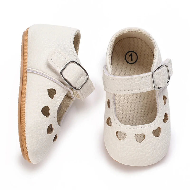 Baby Shoes Girls' Newborn White Series Forefoot Shoes PU Leather Flat Bottom Soft Sole Baby Shoes Bow Baby Princess Shoes