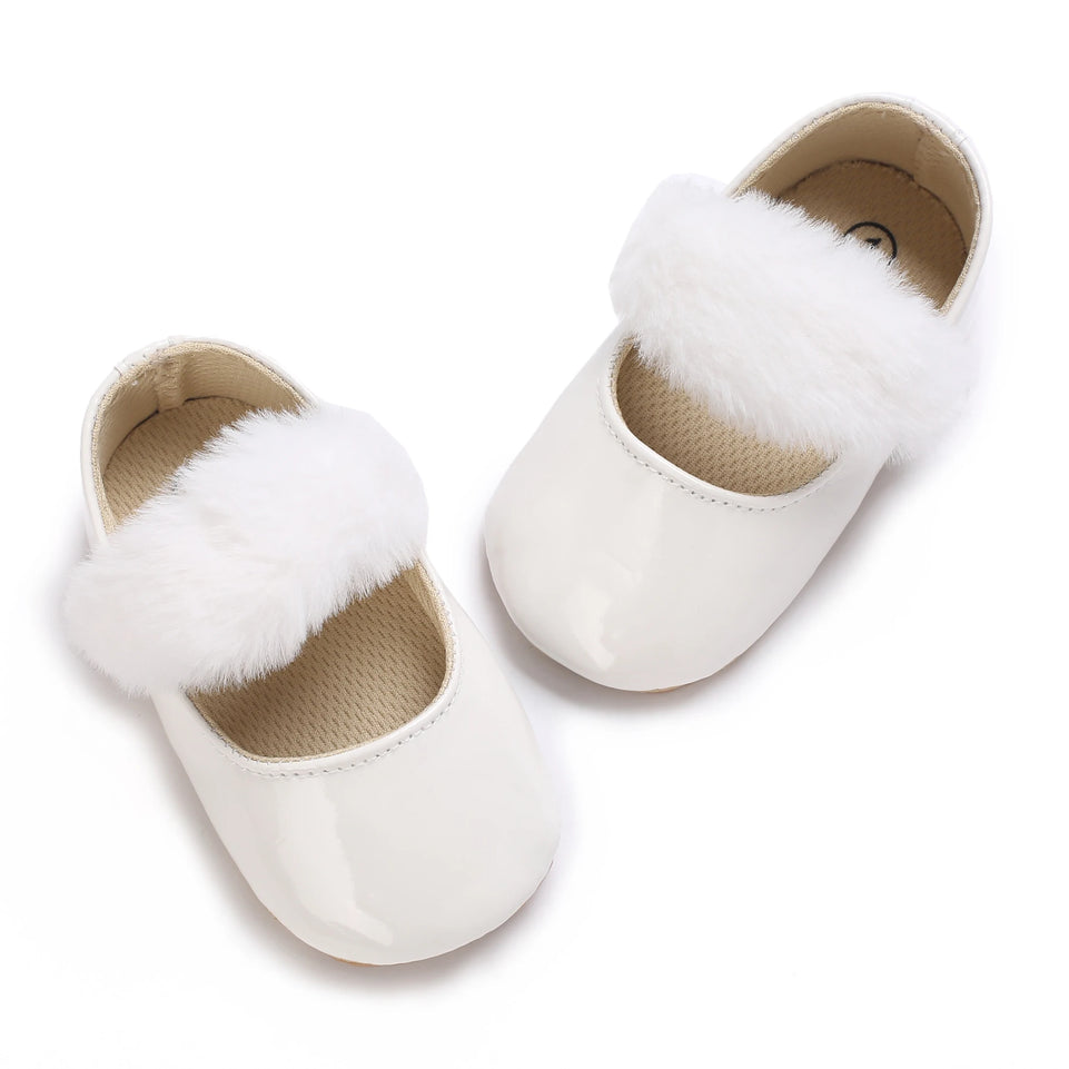 Baby Shoes Girls' Newborn White Series Forefoot Shoes PU Leather Flat Bottom Soft Sole Baby Shoes Bow Baby Princess Shoes