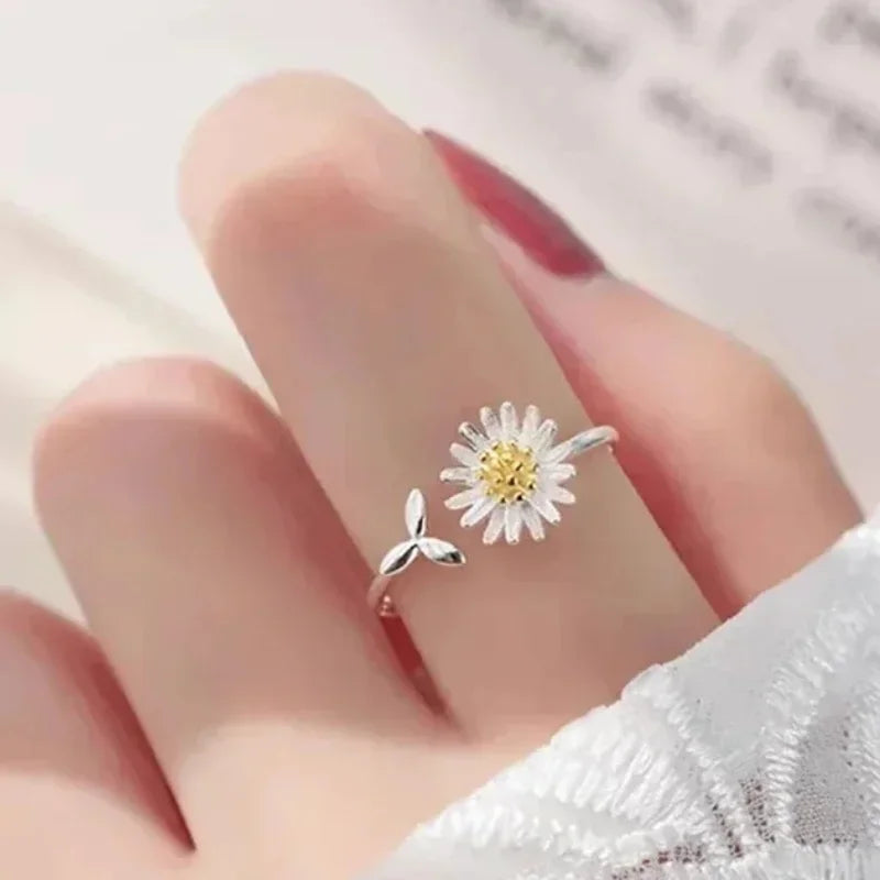 Кольцо Женское Chic Fresh Daisy Opening Ring Lady Delicate Flower Gift Everyday Jewelry For Teen Girls Accessories For Women