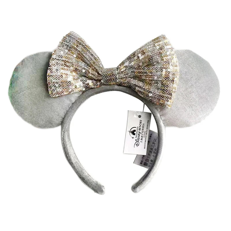 Minnie Mouse Ear Headband For Women Disneyland Headband Mickey Adult/Child Ears Leather Plush Sequin Cosplay Girls Accessories