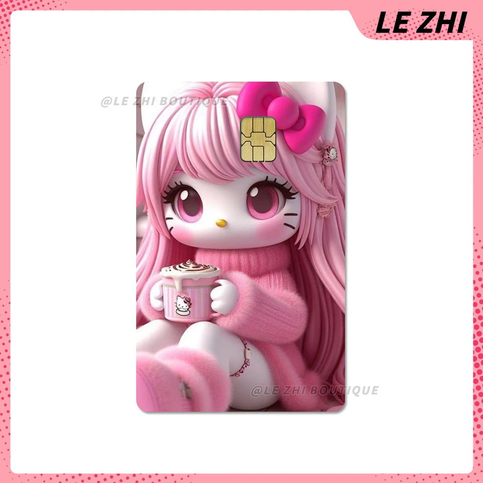 Anime Cartoon Sanrio Hello Kitty Credit Card Stickers Kawaii Waterproof Bank Card Bus Metro Sticker Decoration Girls Accessories