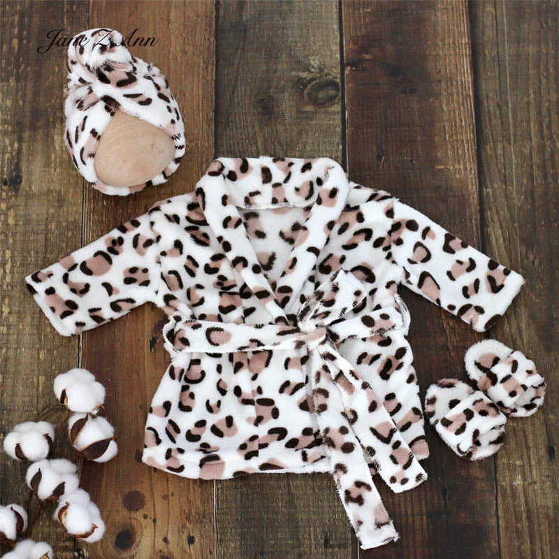 Baby bathrobe photo outfit set infant photography costume with hat robe slippers newborn shower towel dress for boys girls