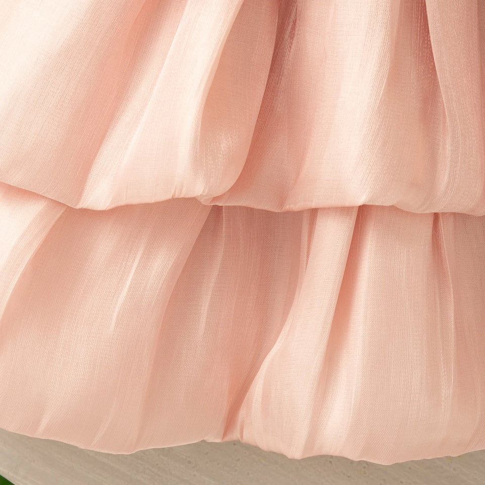 Baby Girl Dress Summer Solid Color Mesh Bow Girl Dress Cute Multi-Layer Girl Princess Dress Baby Clothes Girl