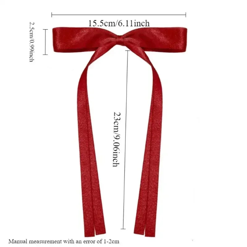 4/6/8 PCS Satin Ribbon Bows Hair Clip for Women Korean Sweat Long Tassel Tails BowKnot Barrettes Set Hairpin Girls Accessories