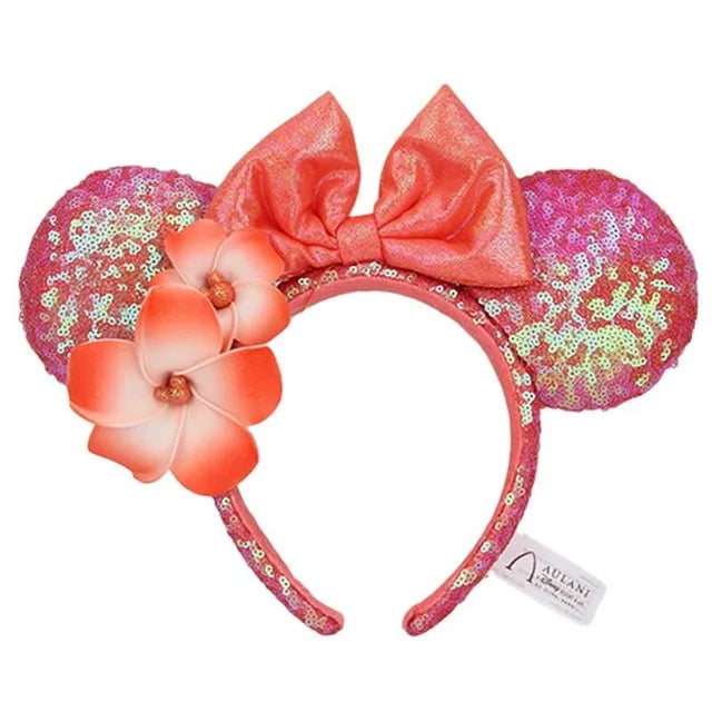 Minnie Mouse Ear Headband For Women Disneyland Headband Mickey Adult/Child Ears Leather Plush Sequin Cosplay Girls Accessories