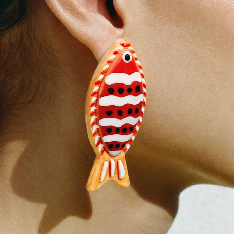 New Lovely Resin Earrings For Women Lovely Fish Acrylic Animal Drop Earring Girls Accessories