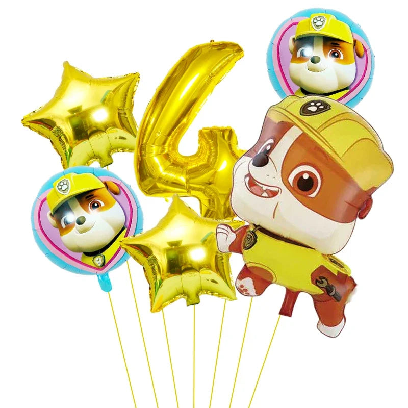 6pcs Cartoon Paw Patrol Theme Foil Balloon Number Balloon Childrens Birthday Party Decoration Baby Gift Party Chase Skye Balloon