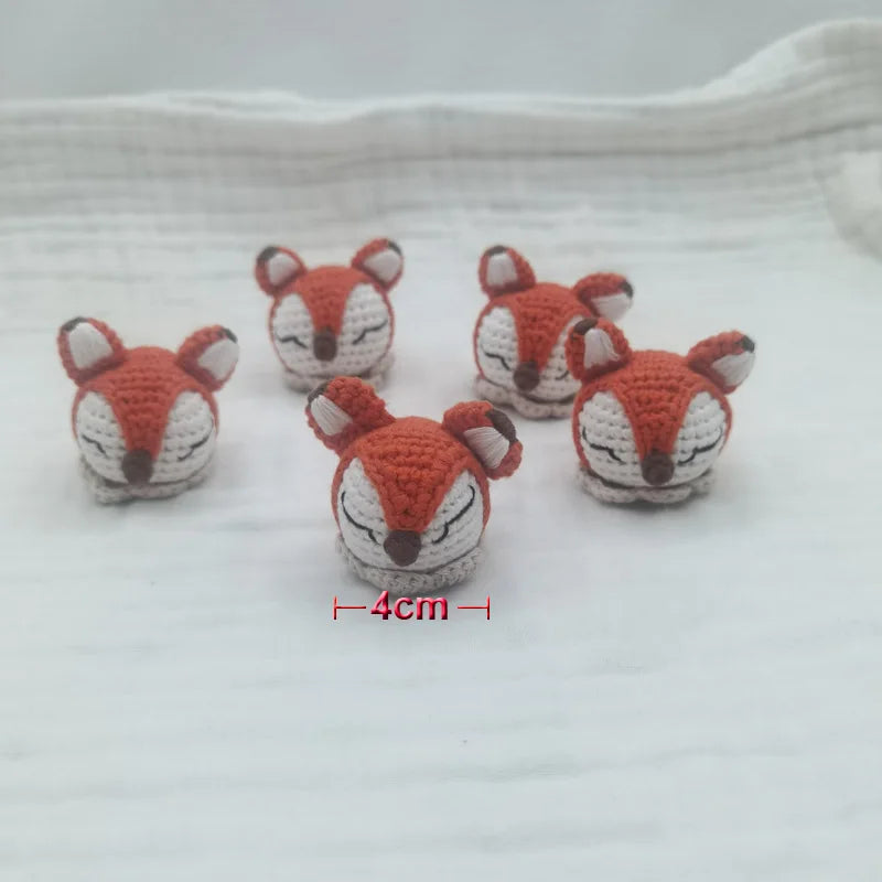 5pc Crochet Beads Animal Rabbit Chewable Beads DIY Wooden Teething Knitting Beads Jewelry Crib Sensory Toy Baby Teether